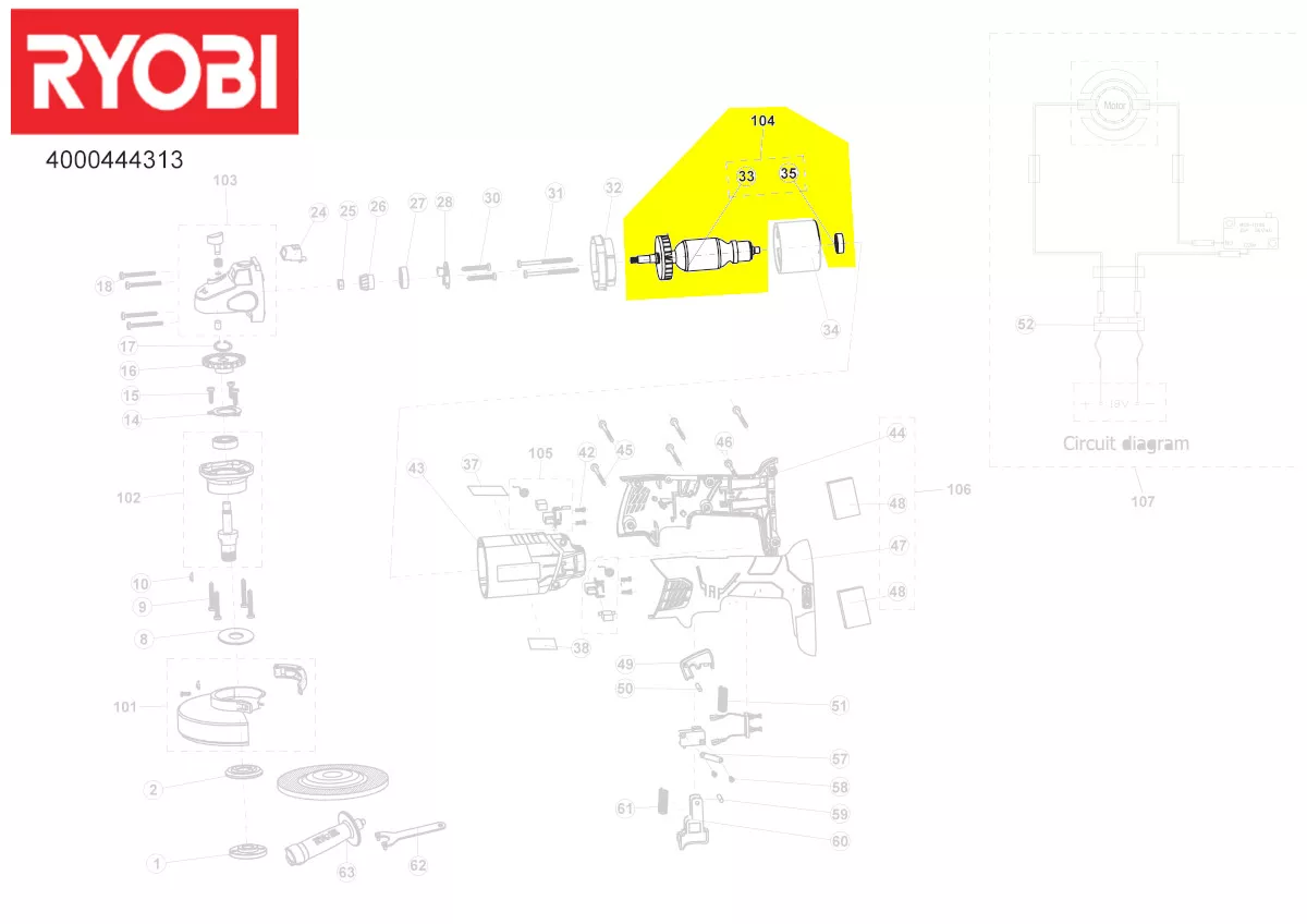 induit / rotor réf. 5131037466 Ryobi